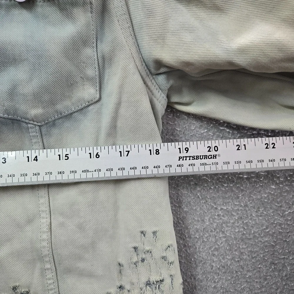 Free People Women Jacket Small Layer‎ Denim Hooded Weave Distress Teen Wolf